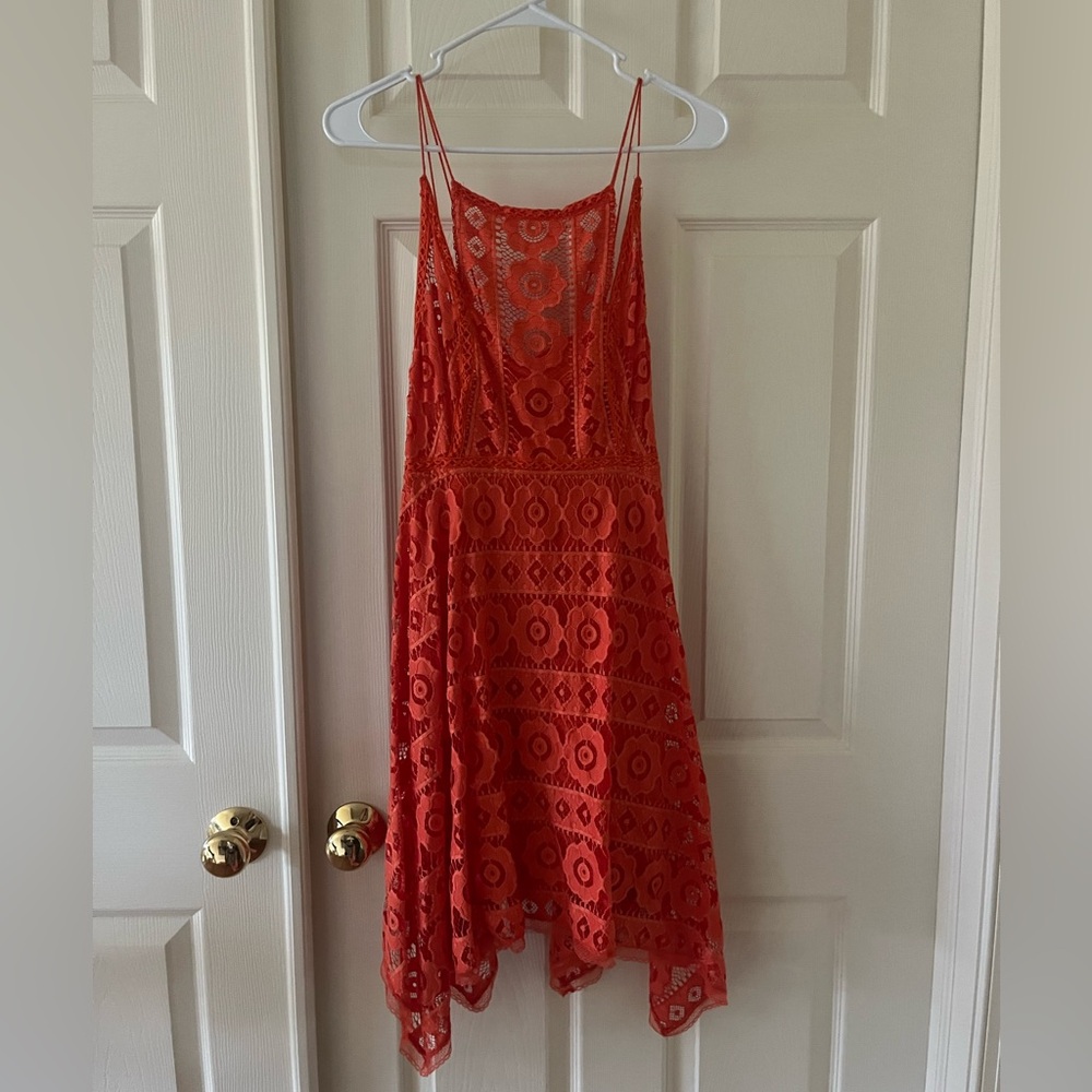 NWT Free People Vibrant Orange Lace Dress